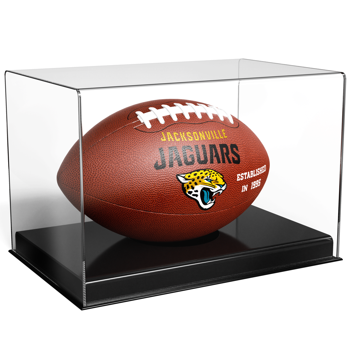 Full-Size Football Display Holder – Clear Acrylic Top, UV Protection, Deluxe Case for NFL/NCAA Balls