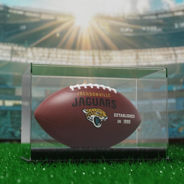 Full-Size Football Display Holder – Clear Acrylic Top, UV Protection, Deluxe Case for NFL/NCAA Balls
